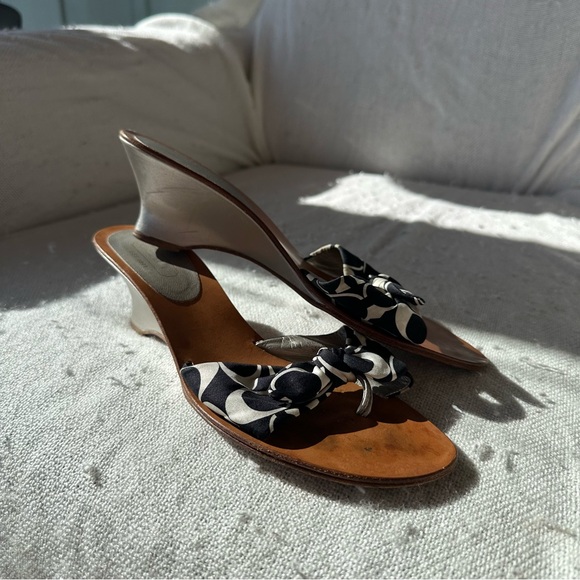 Coach Shoes - Coach Havana Black White Bow Sandals